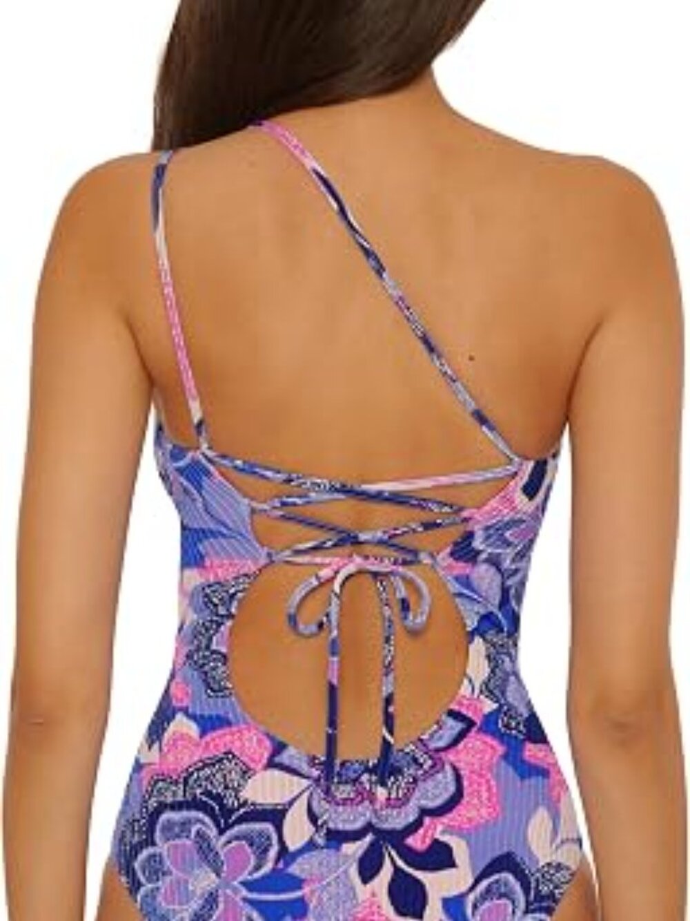 BECCA LANAI PRINTED ONE SHOULDER ASYMMETRIC ONE-PIECE SIZES SMALL & MEDIUM - Picture 3 of 8